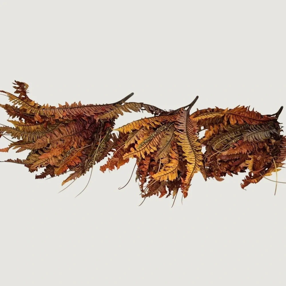 Hobby Lobby Set of 3 Orange Boston Fern Berry Bush Fall Autumn Faux Floral NEW